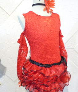 Червена детска рокля за спортни танци