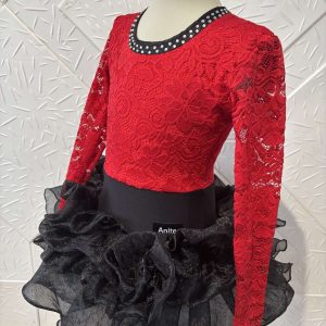 Рокля за спортни танци червено и черно